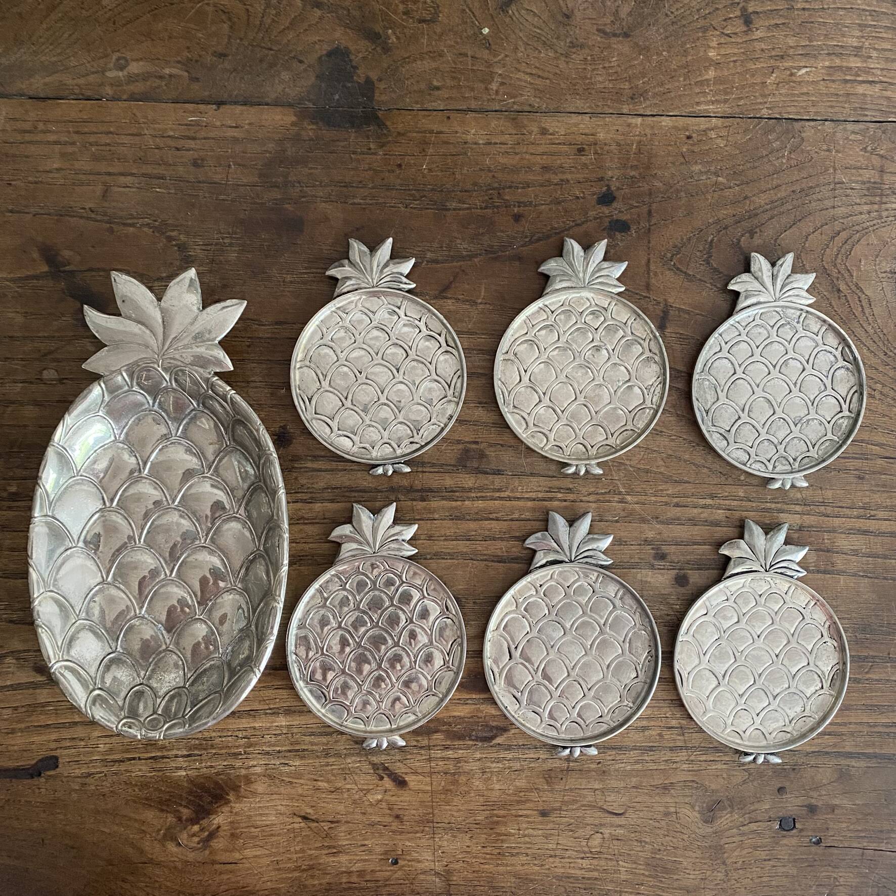 Set of pineapple coasters Silea silver-plated, 1970s