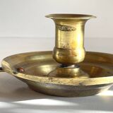 Antique solid bronze hand candlestick