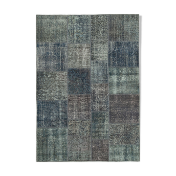 Hand-knotted oriental vintage 171 cm x 242 cm grey patchwork carpet