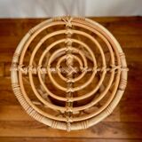 Vintage rattan pouf stool