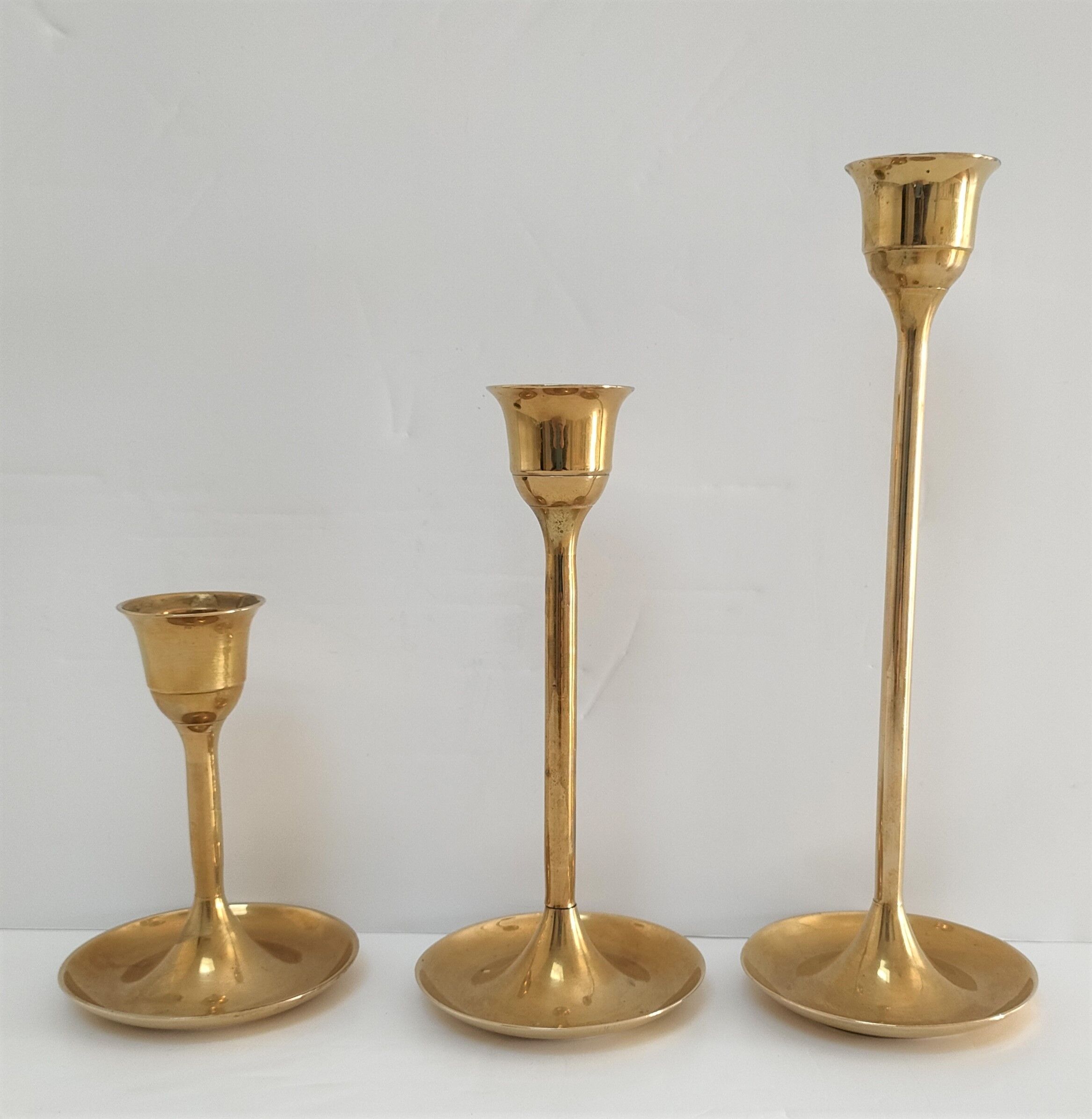 Trio de bougeoirs laiton design scandinave vintage