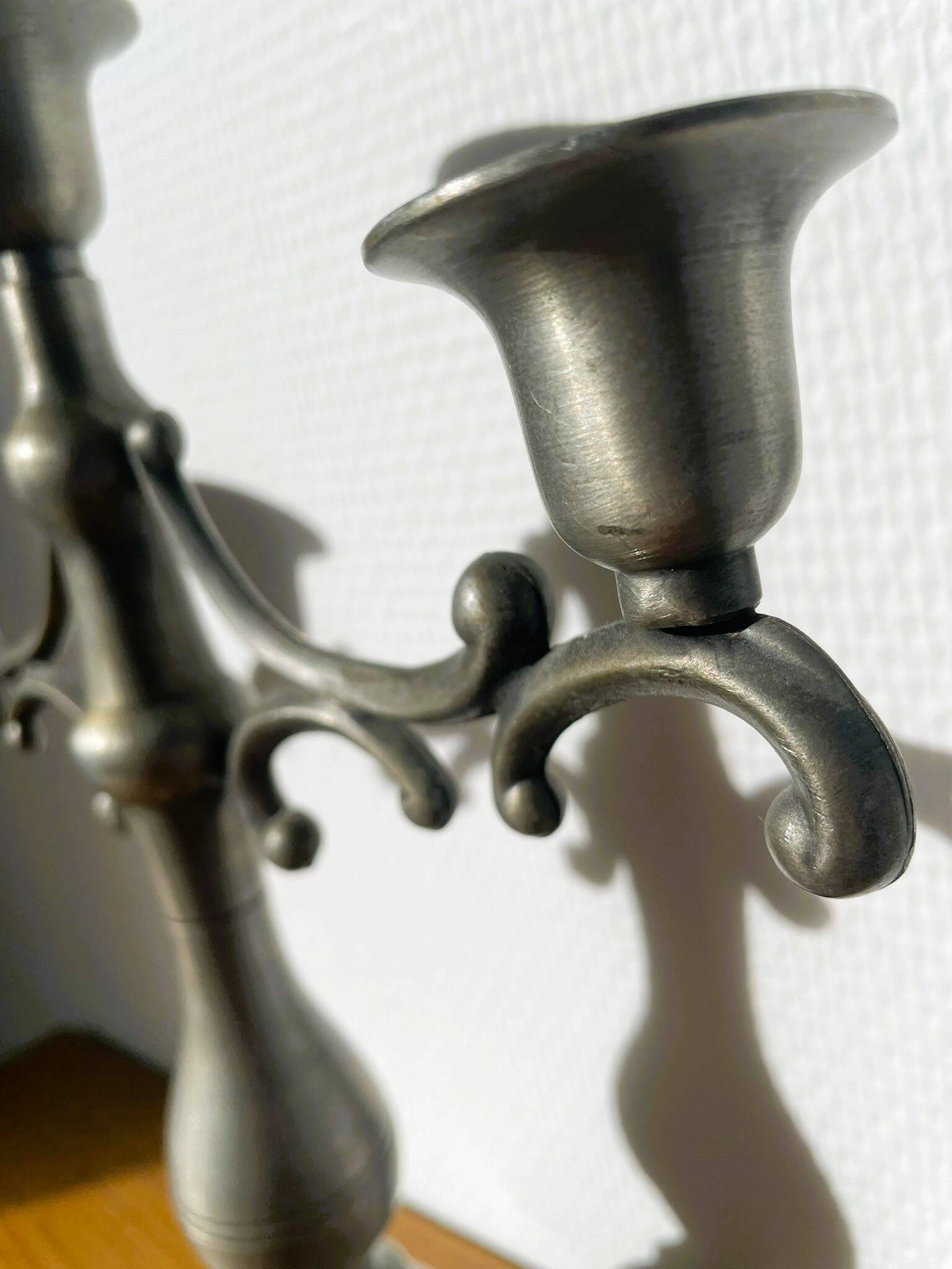 Three-branch candlestick in pewter