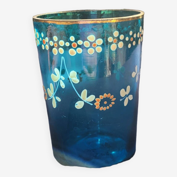 Old enameled blue goblet