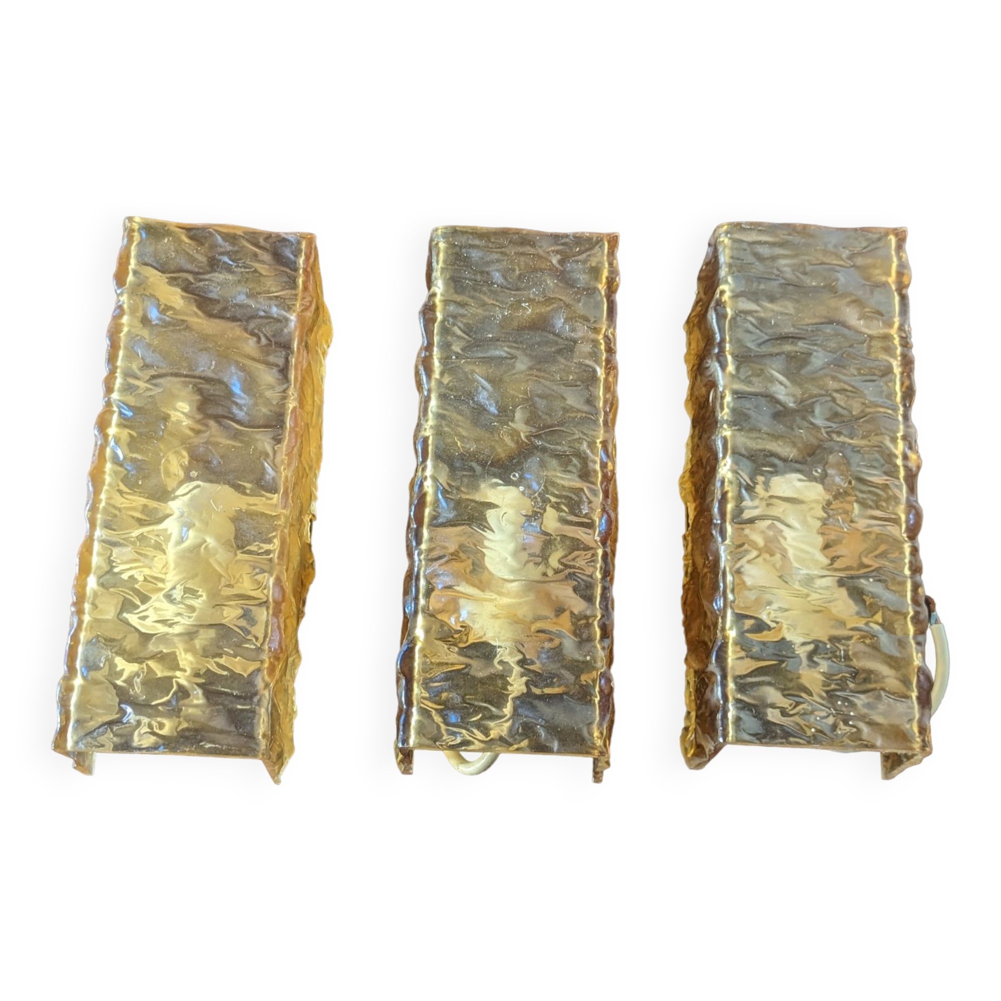 3 champagne-colored resin wall lights 1960 France
