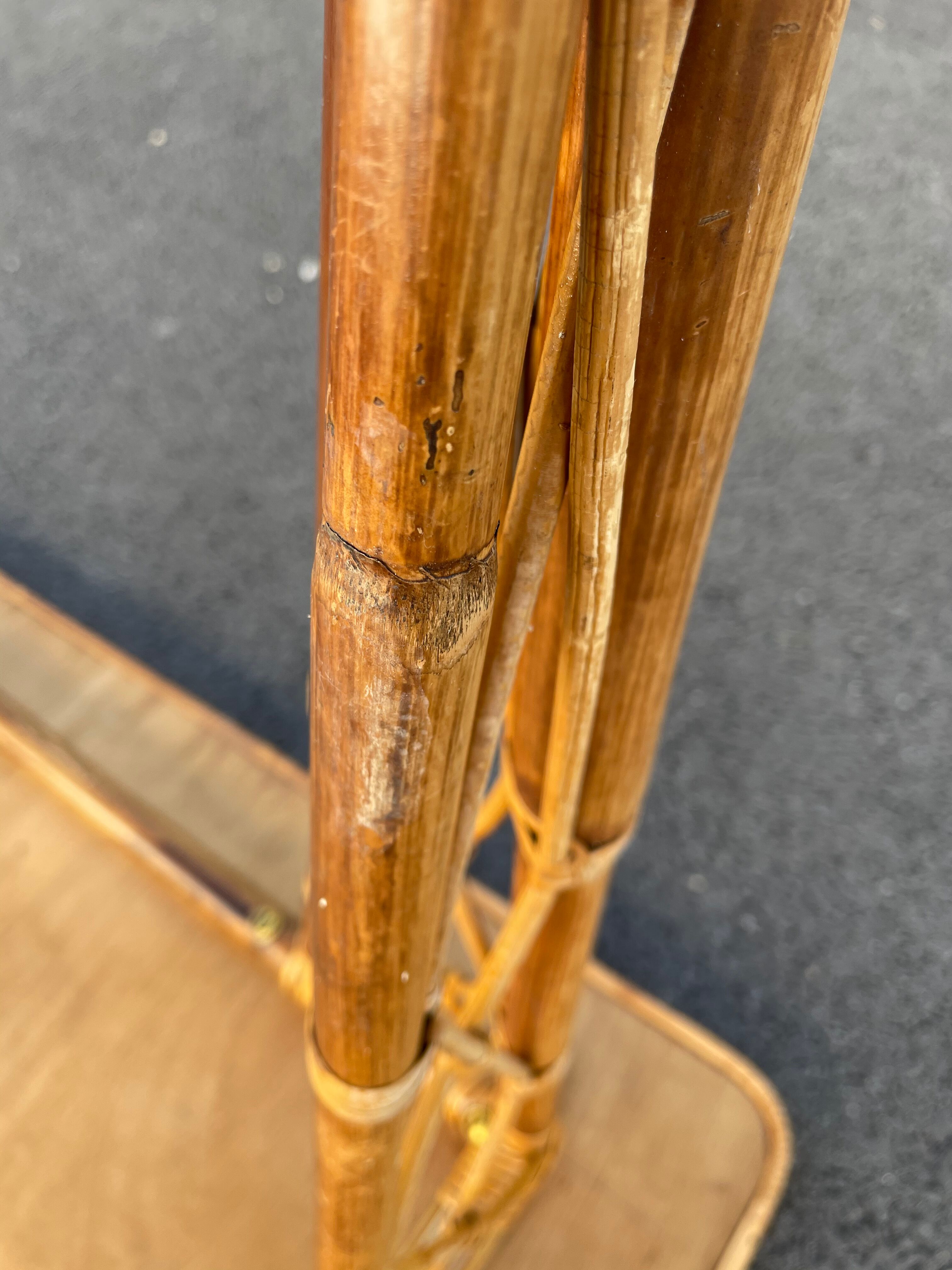 Rattan table vintage compass feet