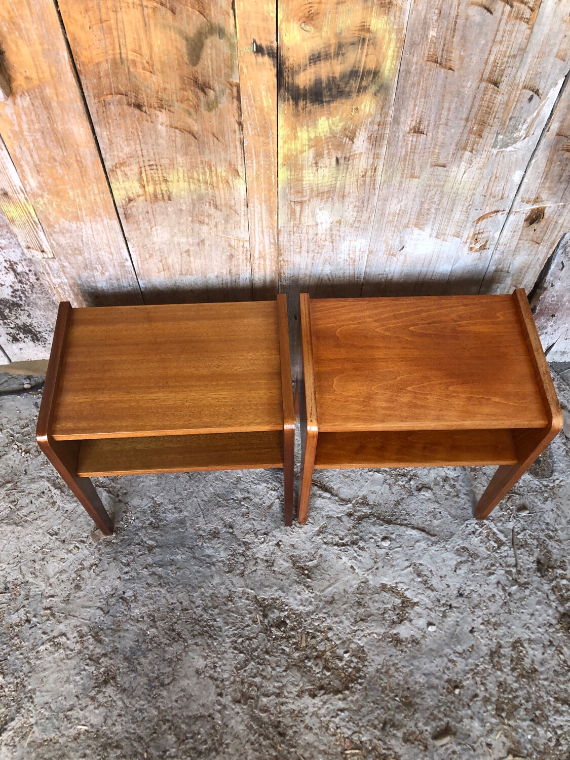 Pair of bedside table scandinavian vintage wood