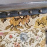 Vintage folding chair lafuma doree and tapestry