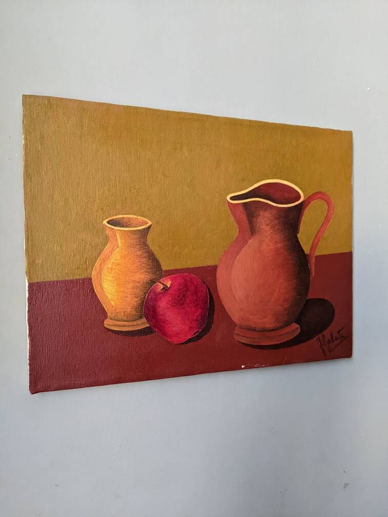 Oil painting on canvas, contemporary still life, countryside decoration