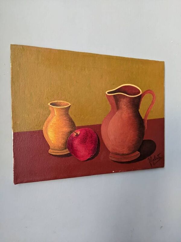 Tableau huile sur toile nature morte contemporaine décoration campagne