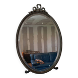 Antique mirror to place or hang – Louis XVI style, bronze, beveled glass