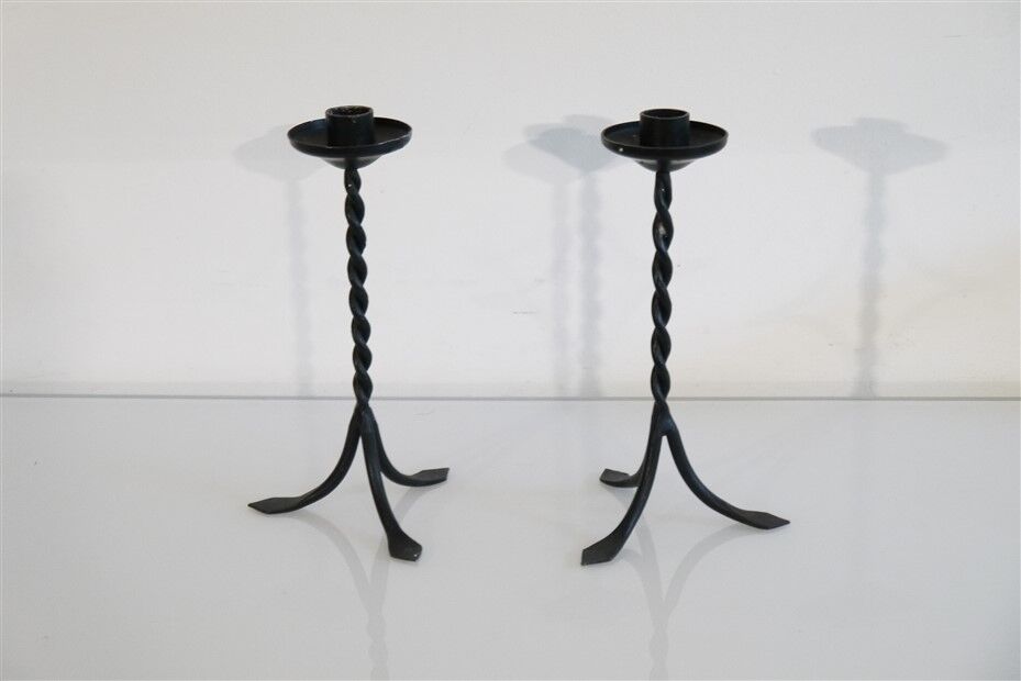 Pair of vintage Scandinavian metal candle holders