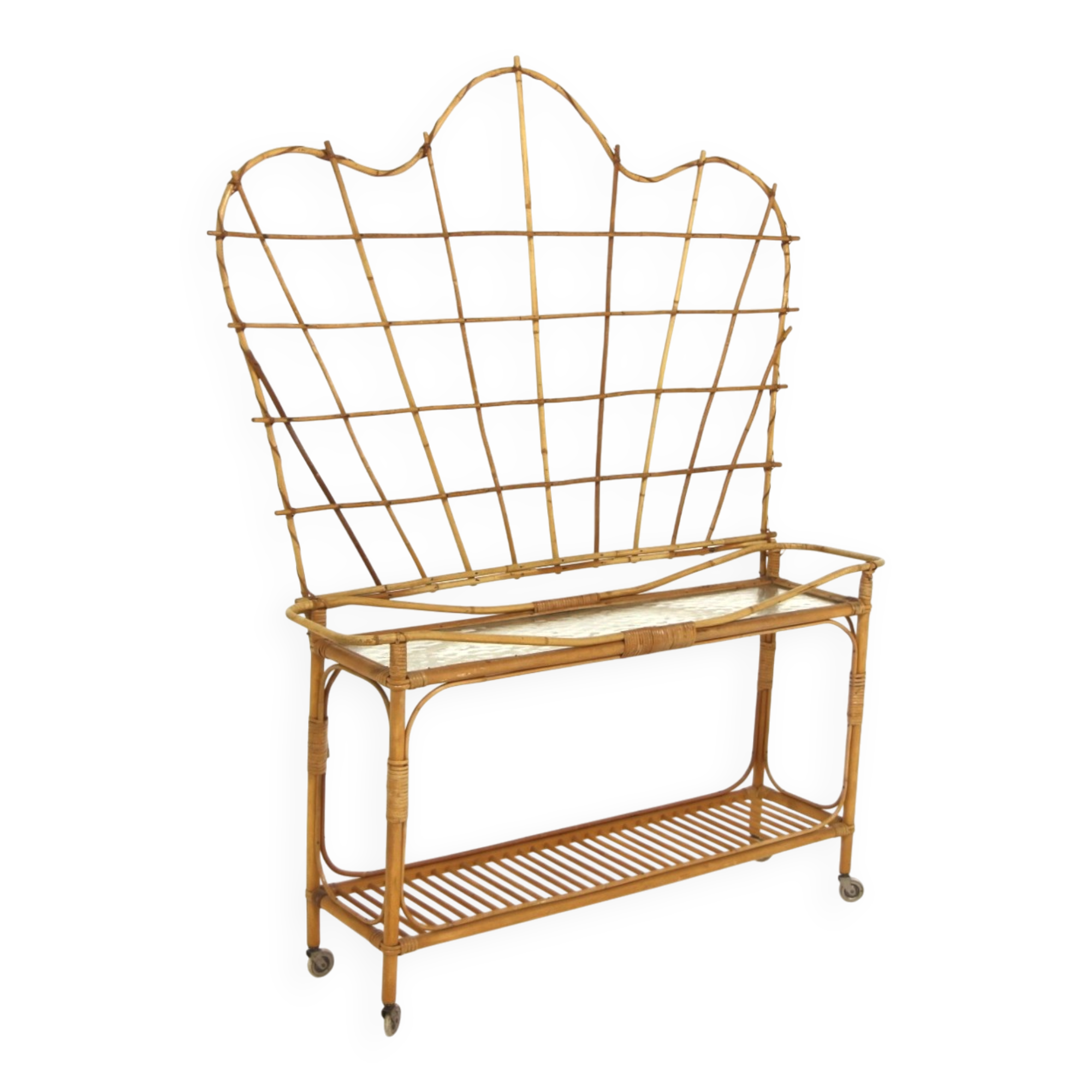 Scandinavian indoor planter in rattan, Sweden, 1960