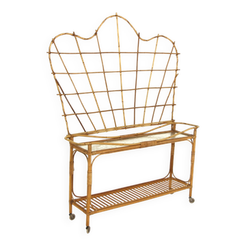 Scandinavian indoor planter in rattan, Sweden, 1960