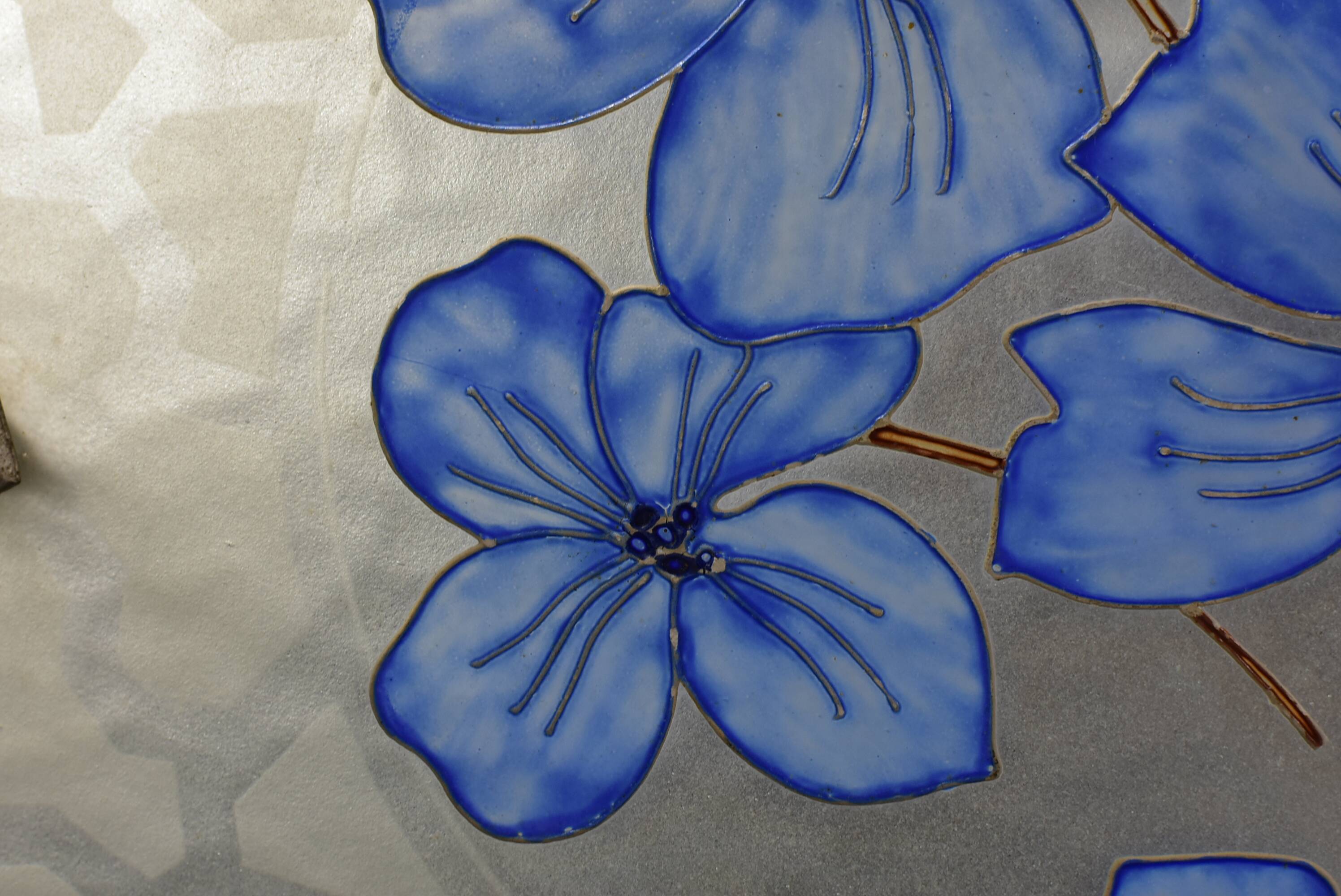 Glass ceiling light signed Aurys