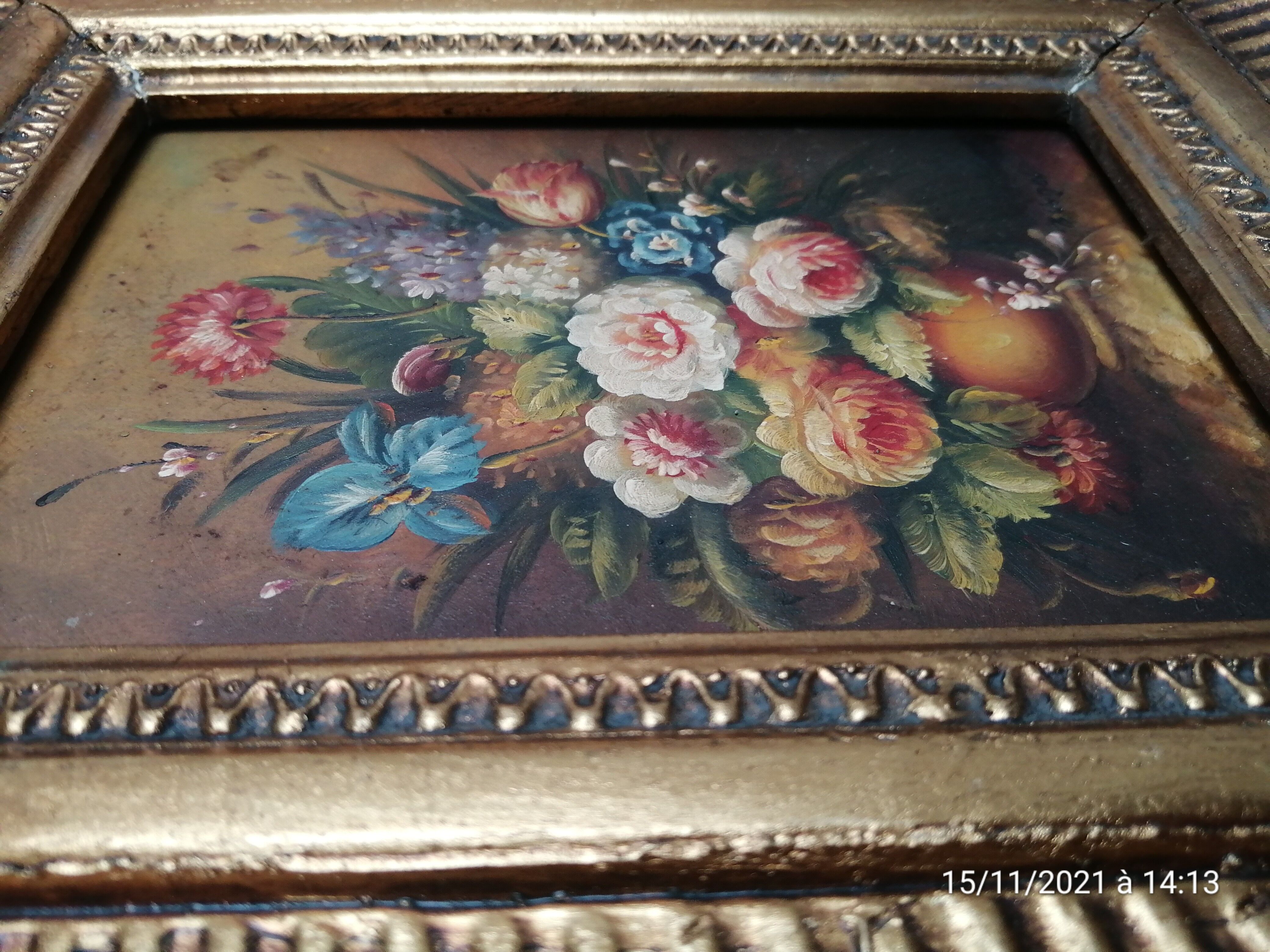 Tableau huile sur panneau Bouquet de B.Vogel