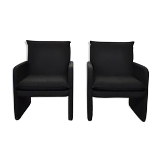 Vintage Italian Black Lounge Chairs, 1970s, Set of 2