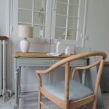 Louis XVI style desk and serving trolley in beautifully crafted verdigris walnut.