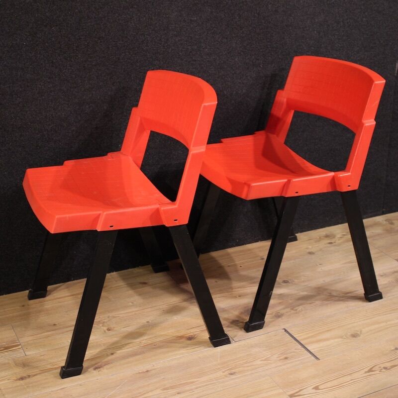 Paire de chaises rouges City par Lucci & Orlandini pour Lamm