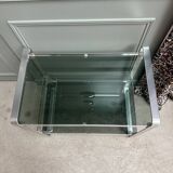Vintage 70s serving cart in chromed metal and smoked glass