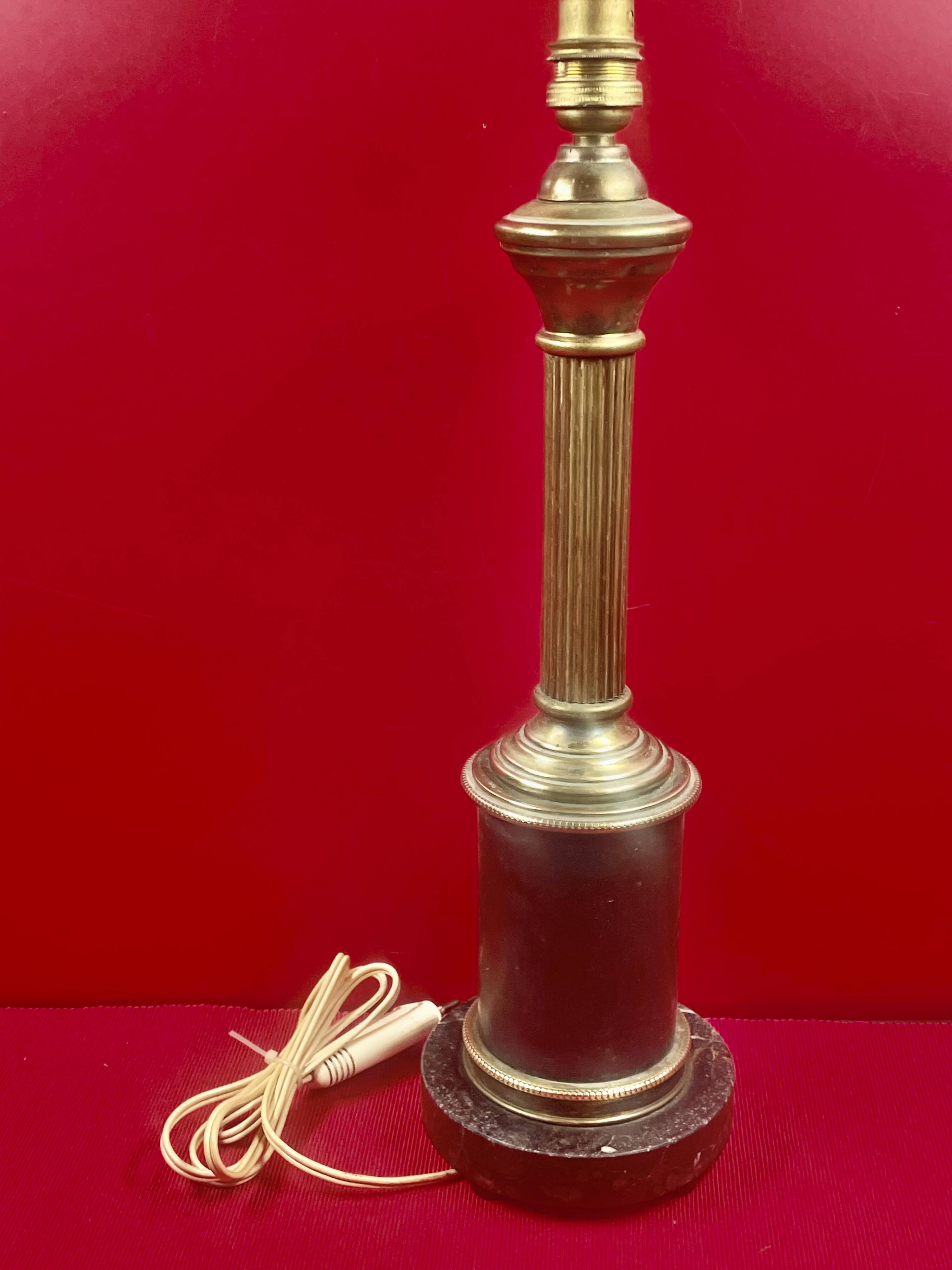 Large vintage brass and marble lamp base 41 cm socket height