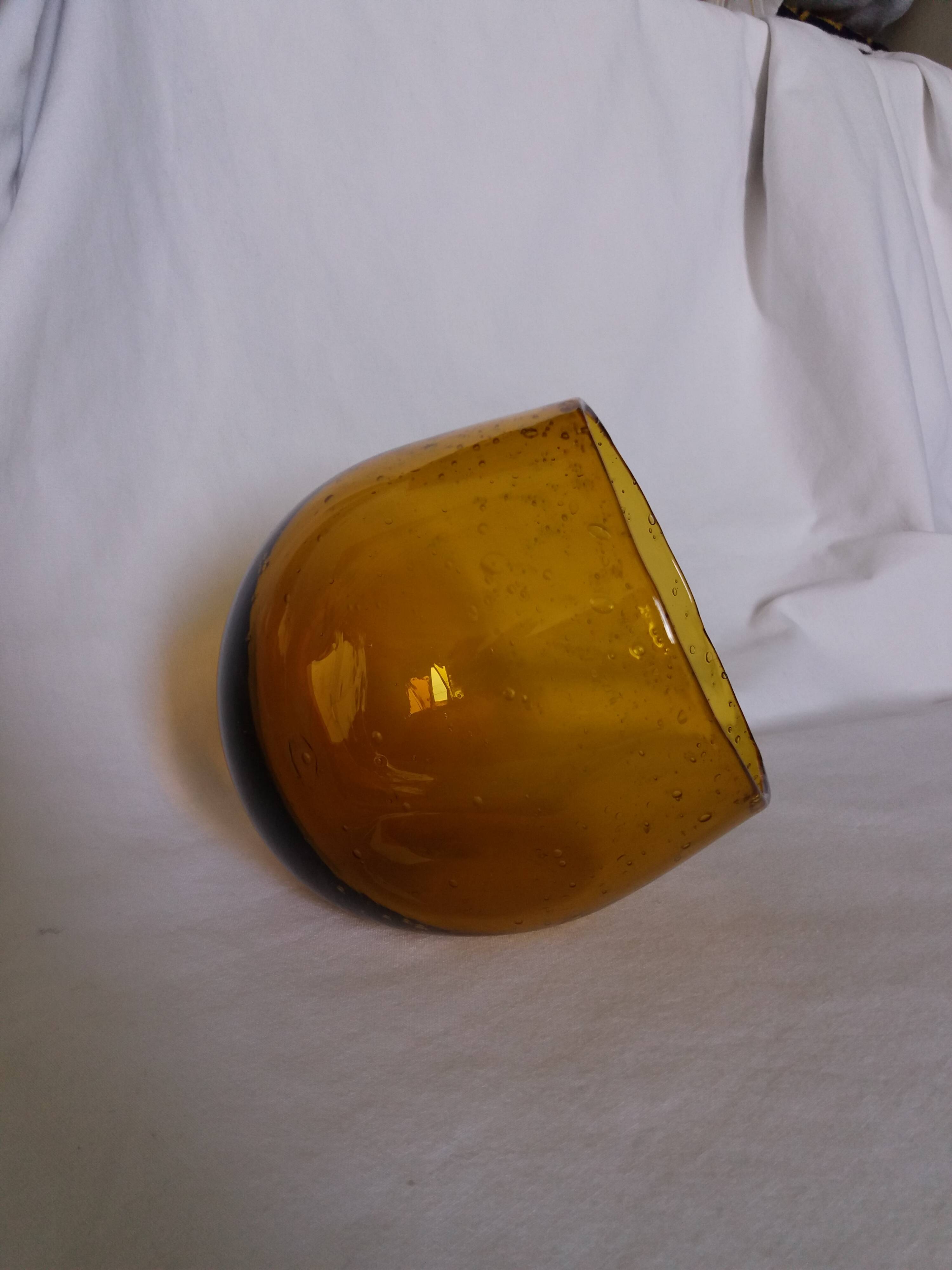 Blown bubble glass vase by Biot