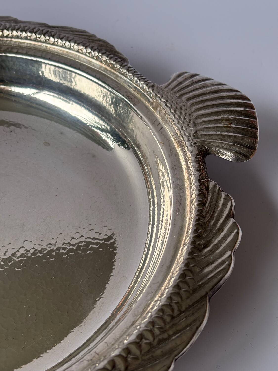 Vintage silver metal fish dish