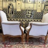 Paire de fauteuils - bergères de style Louis XV