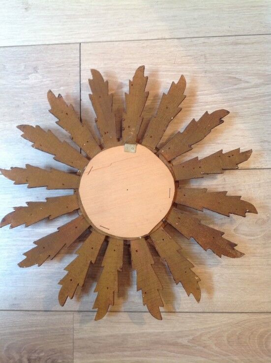 Vintage wooden Golden Sun mirror, 60 years