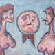 Figures nues de peinture à l'huile surréaliste