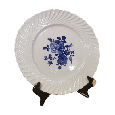 Plat de service Keller & Guérin décor fleur bleue