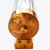 Cylindrical wall light with streaked glass and brass