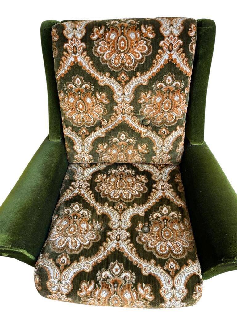 Fauteuil vintage vert mousse / une place