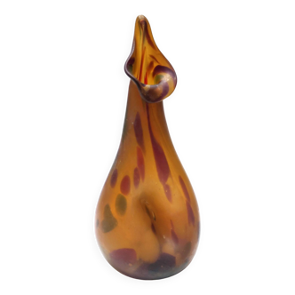 Vase expérimental en verre de Murano ambré attr. à Anzolo Fuga, Italie