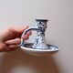Blue patterned ceramic candle holder