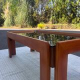Afra and Tobia Scarpa wood and smoked glass coffee table