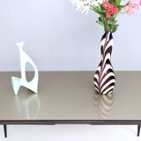 Rectangular Ebonized Beech Dining Table with a Taupe Glass Top, Italy