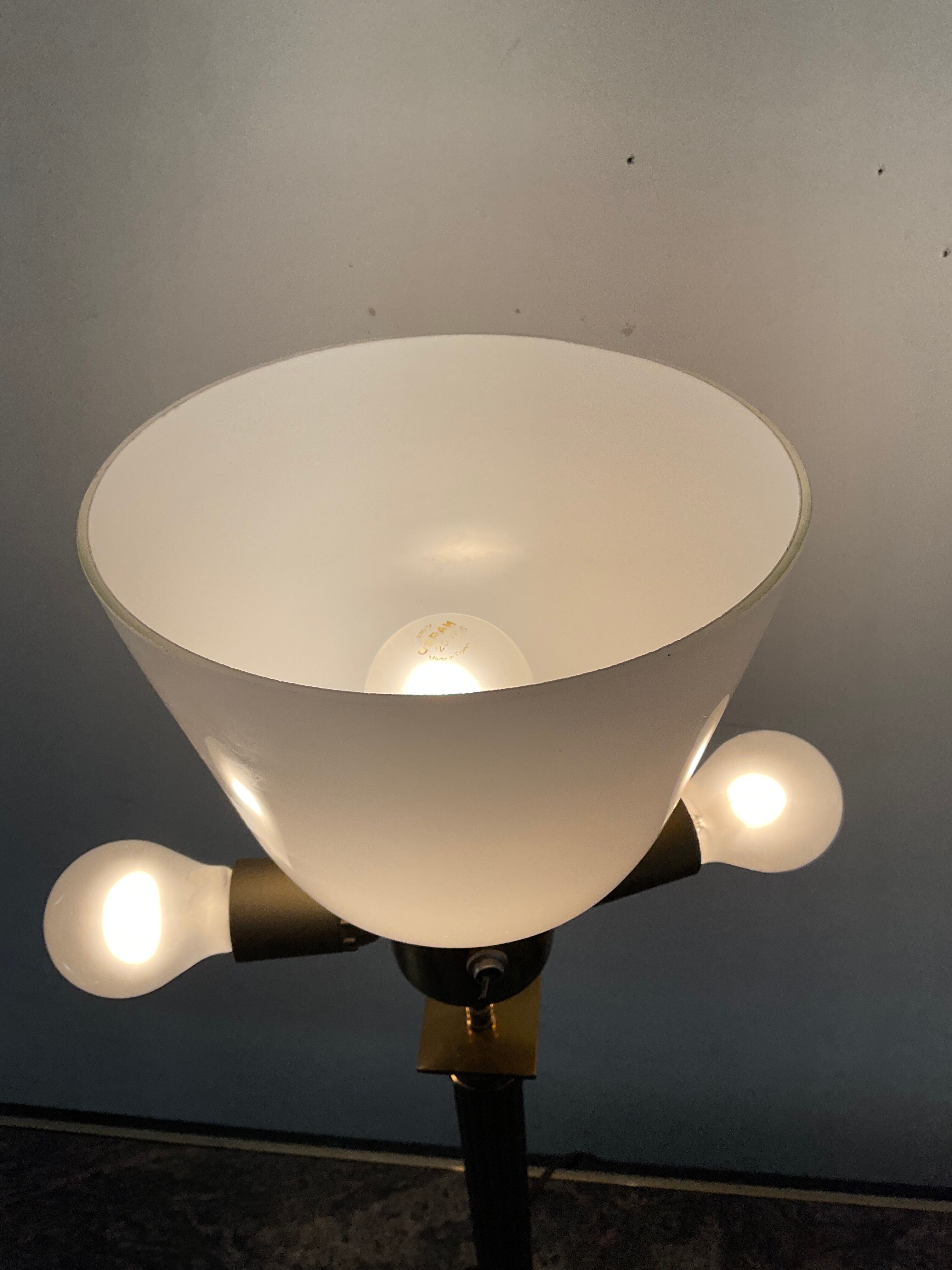 Empire style column lamp in bronze, opaline and marble