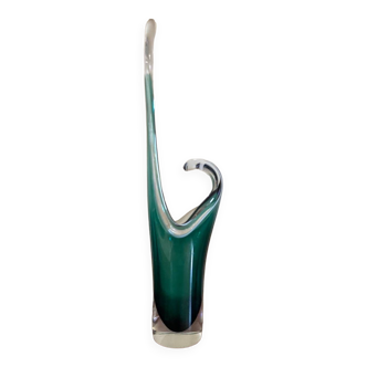 Vase sculpture d'art en cristal Coquille de Paul Kedelv pour Flygsfors, Verre scandinave