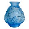 Vase Art Déco verre moulé bleu