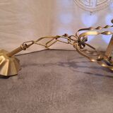 Interior pendant light Lantern ceiling light in gold metal and grained glass 1950 France