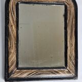 Antique Louis-Philippe mirror, painted wood imitation wood, 27 x 34 cm, 19th century