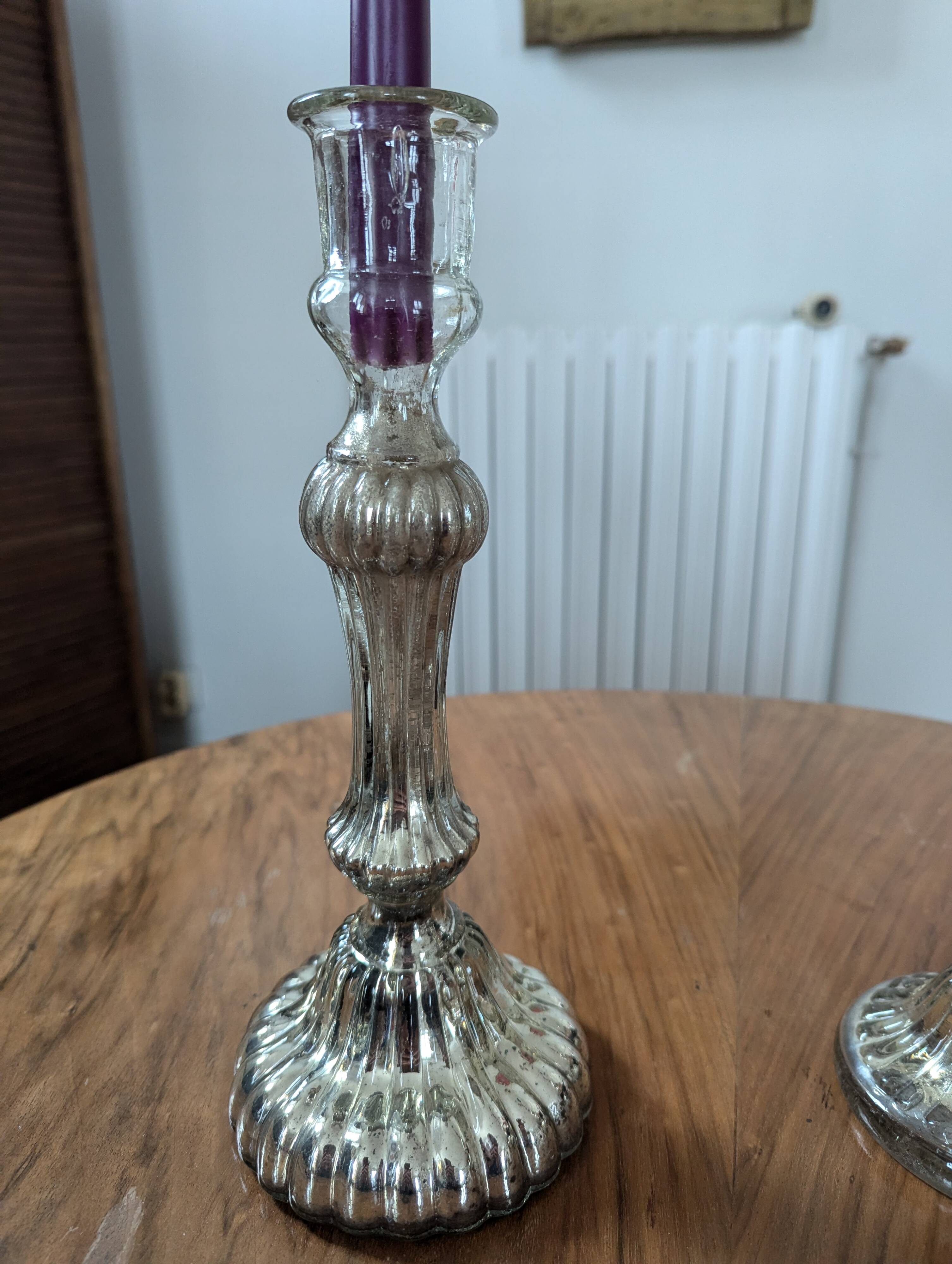 Eglomisé glass candle holders