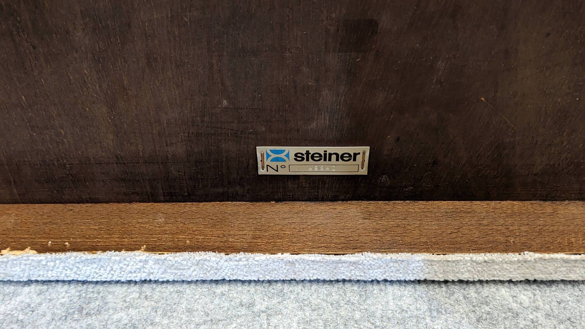 Velvet ottoman footstool by Steiner, France circa 1970