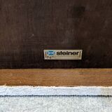 Velvet ottoman footstool by Steiner, France circa 1970