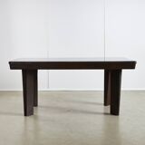 Large Robust Dinig Table with Carved Legs and Glass Top