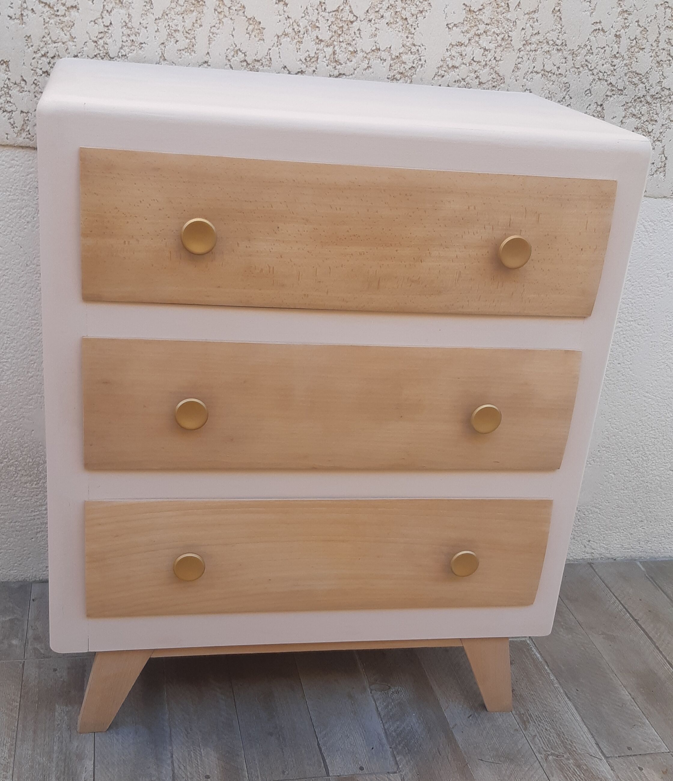 Commode vintage bois et rose