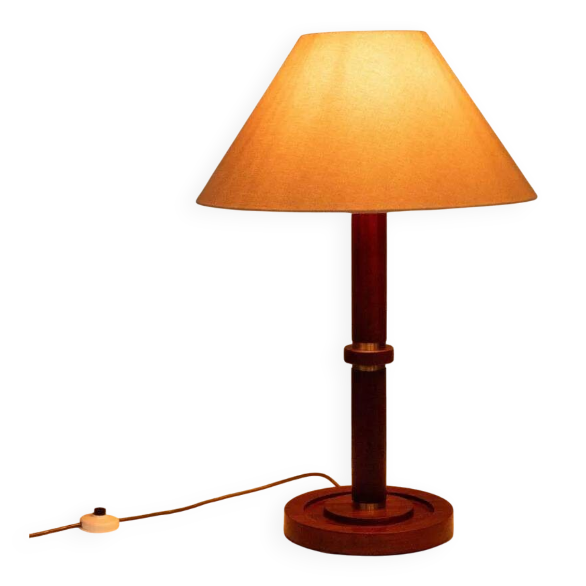 Vintage wooden table lamp from the 1960s.