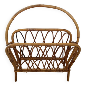 Vintage rattan wicker magazine rack