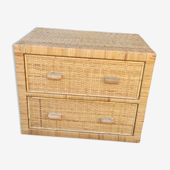 Chest of drawers wicker rattan 2 drawers