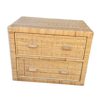 Chest of drawers wicker rattan 2 drawers